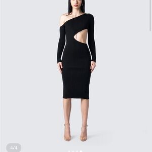 Finesse Black Asymmetrical Cutout Dress